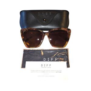 DIFF Eyewear Becky II Polarized Brown Tortoise Shell Cat Eye Sunglasses & Case